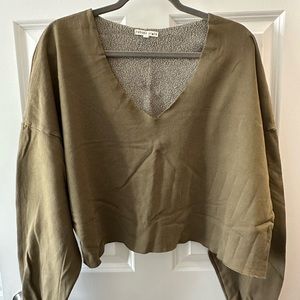 Urban Outfitters Oversized Crop V-Neck Sweatshirt